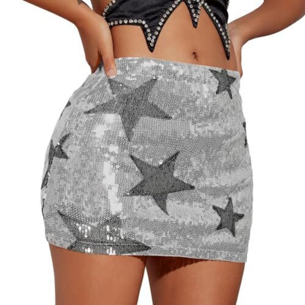 2062 Sequin Mini Skirt - Sparkly Glitter Low Rise Metallic Rave Shiny